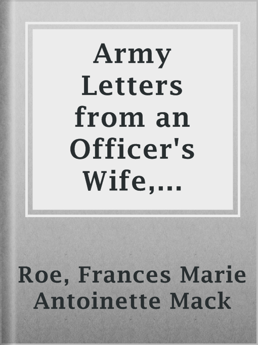 Cover of Army Letters from an Officer's Wife, 1871-1888